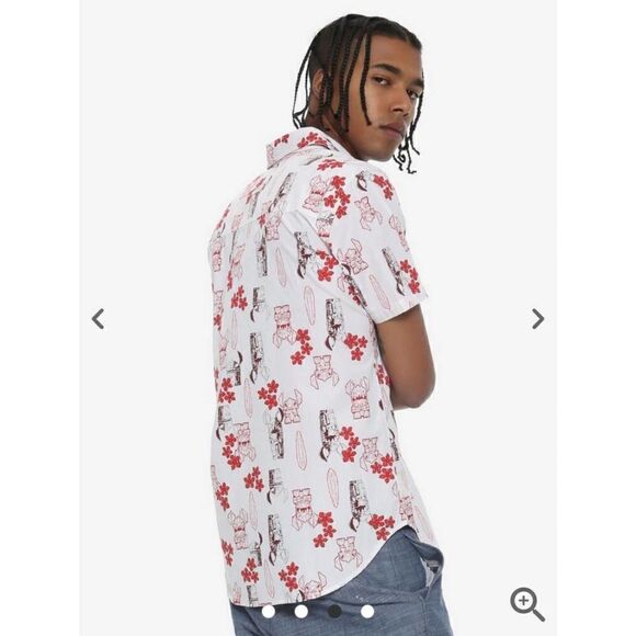 Disney Lilo & Stitch Tiki Woven Button-Up Shirt sz S - Picture 3 of 11